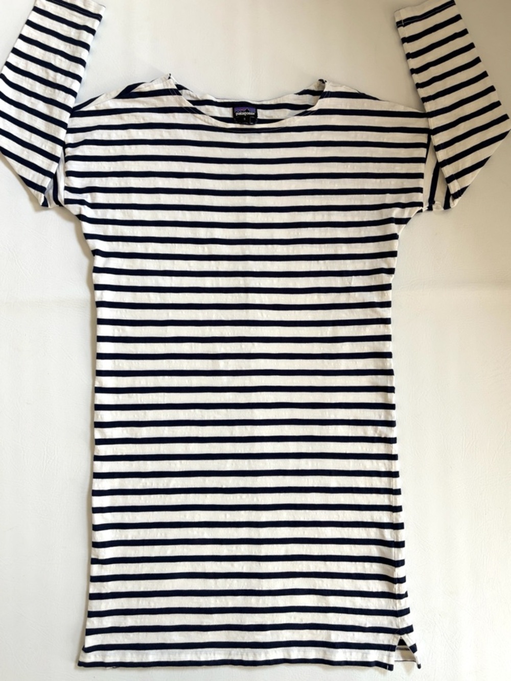 Patagonia Dress Organic Cotton Floral French
Stripe Shift Dress Navy White Small - Picture 8 of 15